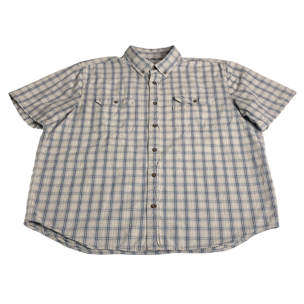Carhartt Fort Plaid Relaxed Fit Shirt Mens 2XL Blue Button Up Pocket Workwear